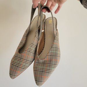 Super Cute Vintage Style Plaid Sling Back Pumps